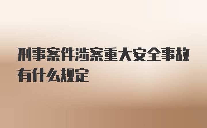 刑事案件涉案重大安全事故有什么规定