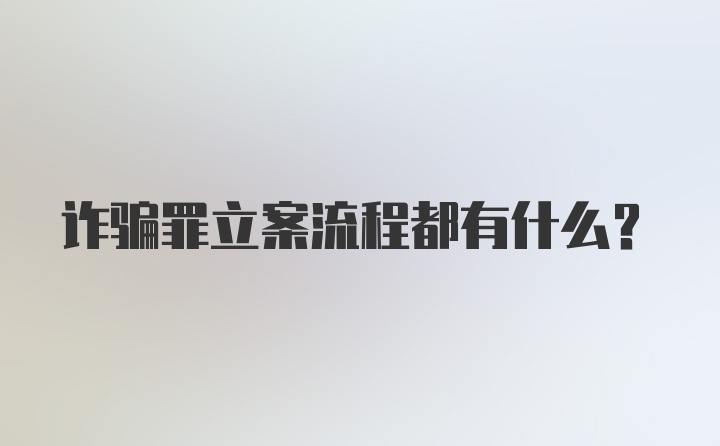 诈骗罪立案流程都有什么？