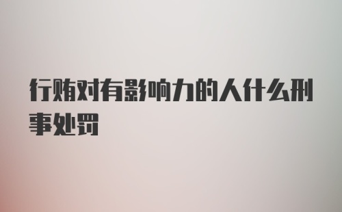 行贿对有影响力的人什么刑事处罚