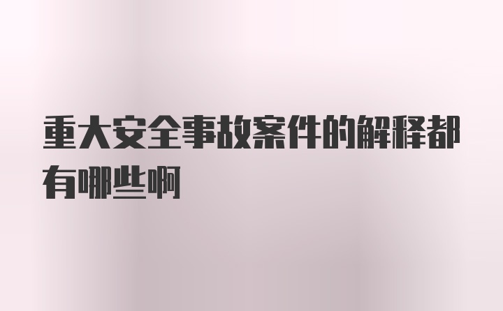 重大安全事故案件的解释都有哪些啊