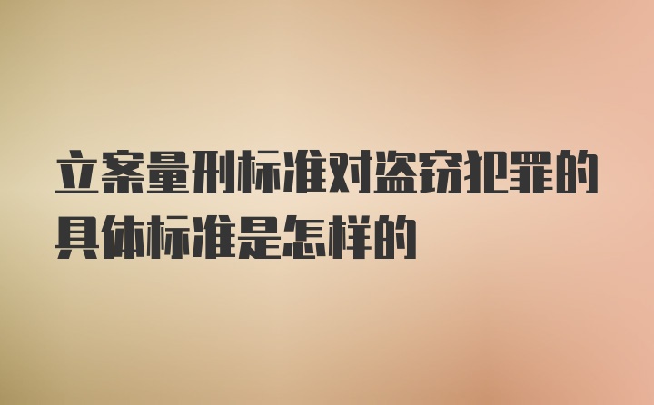 立案量刑标准对盗窃犯罪的具体标准是怎样的