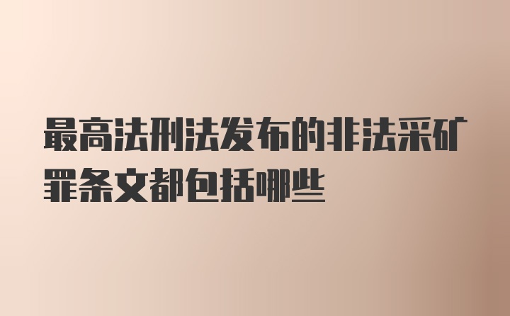 最高法刑法发布的非法采矿罪条文都包括哪些