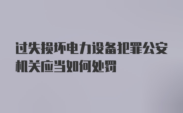 过失损坏电力设备犯罪公安机关应当如何处罚