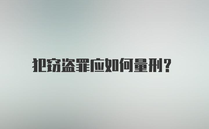 犯窃盗罪应如何量刑？