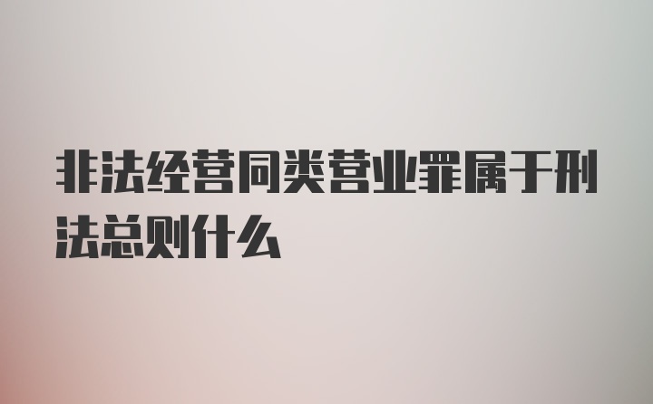 非法经营同类营业罪属于刑法总则什么