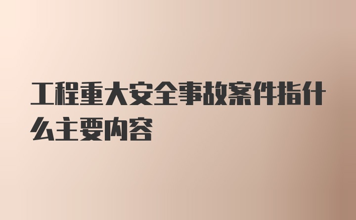 工程重大安全事故案件指什么主要内容