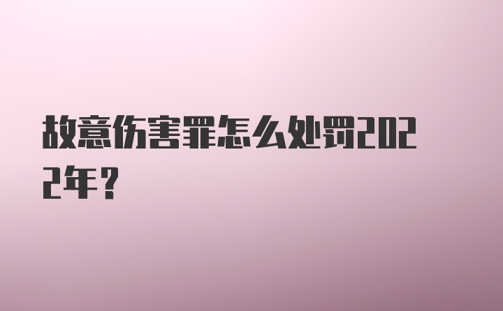 故意伤害罪怎么处罚2022年？