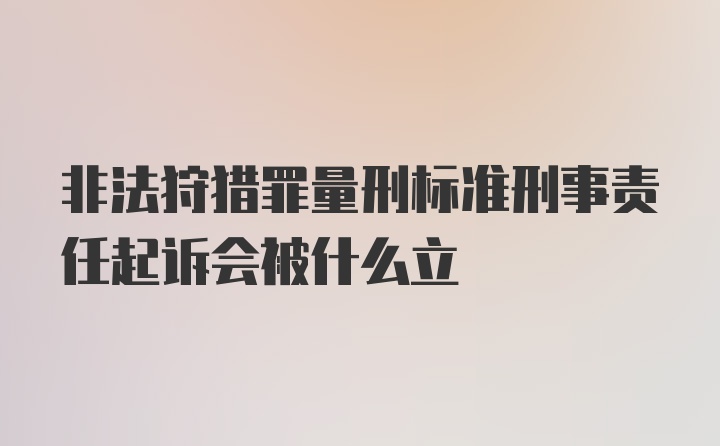 非法狩猎罪量刑标准刑事责任起诉会被什么立