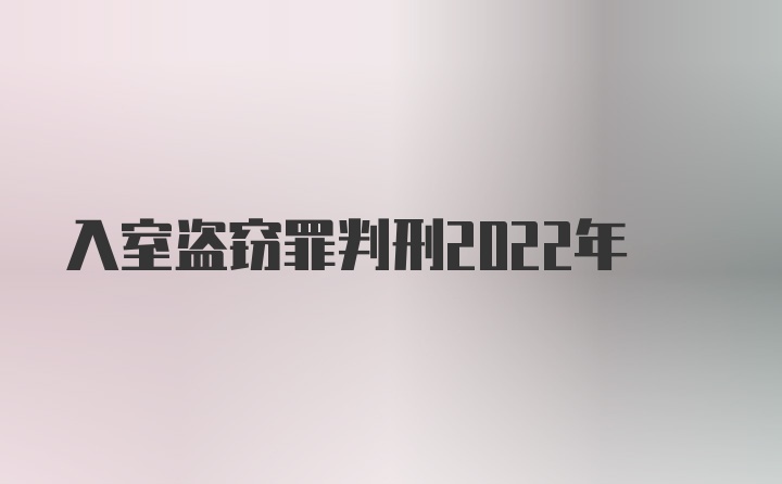 入室盗窃罪判刑2022年