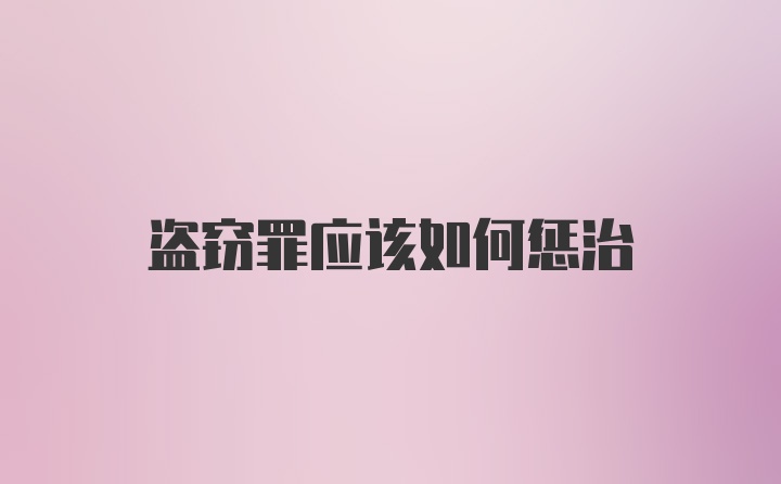 盗窃罪应该如何惩治