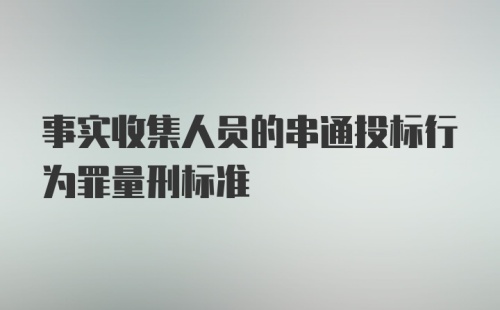 事实收集人员的串通投标行为罪量刑标准