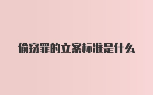 偷窃罪的立案标准是什么