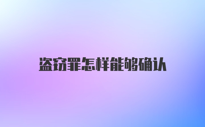 盗窃罪怎样能够确认