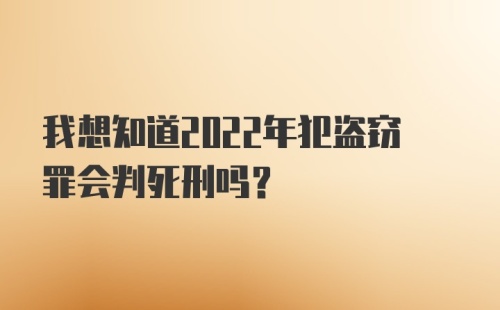 我想知道2022年犯盗窃罪会判死刑吗？