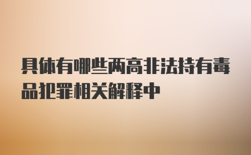 具体有哪些两高非法持有毒品犯罪相关解释中