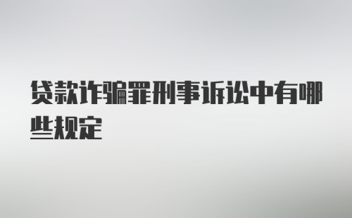 贷款诈骗罪刑事诉讼中有哪些规定