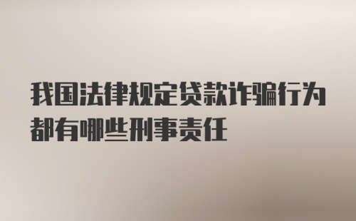 我国法律规定贷款诈骗行为都有哪些刑事责任