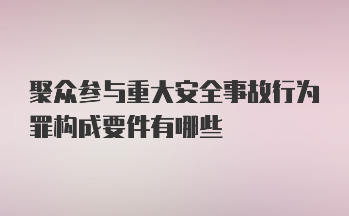 聚众参与重大安全事故行为罪构成要件有哪些