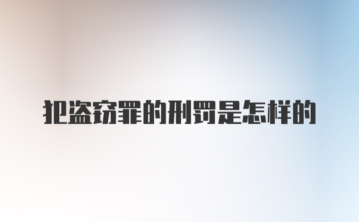 犯盗窃罪的刑罚是怎样的