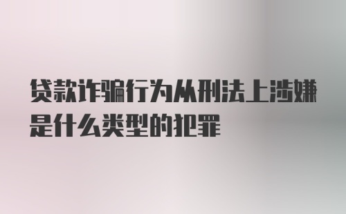 贷款诈骗行为从刑法上涉嫌是什么类型的犯罪