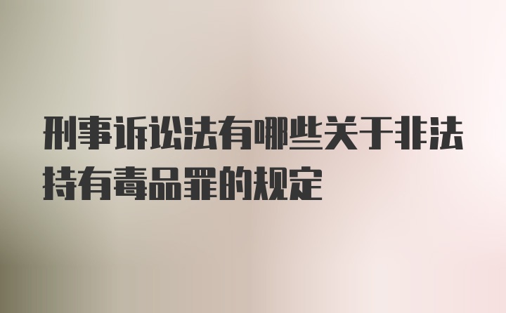 刑事诉讼法有哪些关于非法持有毒品罪的规定