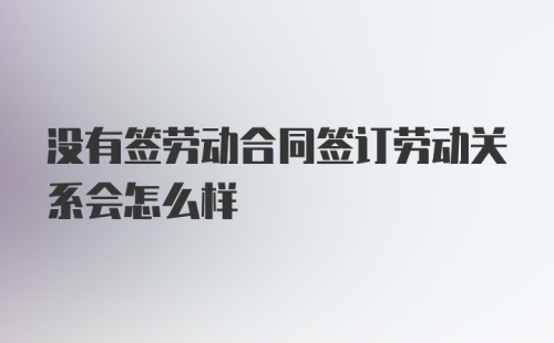 没有签劳动合同签订劳动关系会怎么样