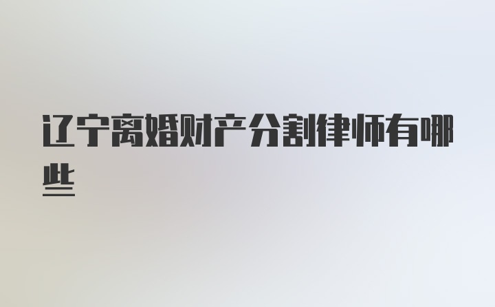 辽宁离婚财产分割律师有哪些