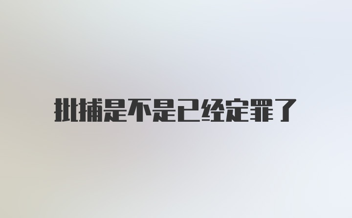 批捕是不是已经定罪了