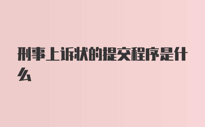 刑事上诉状的提交程序是什么