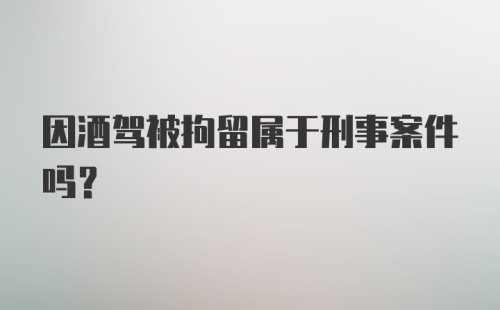 因酒驾被拘留属于刑事案件吗？