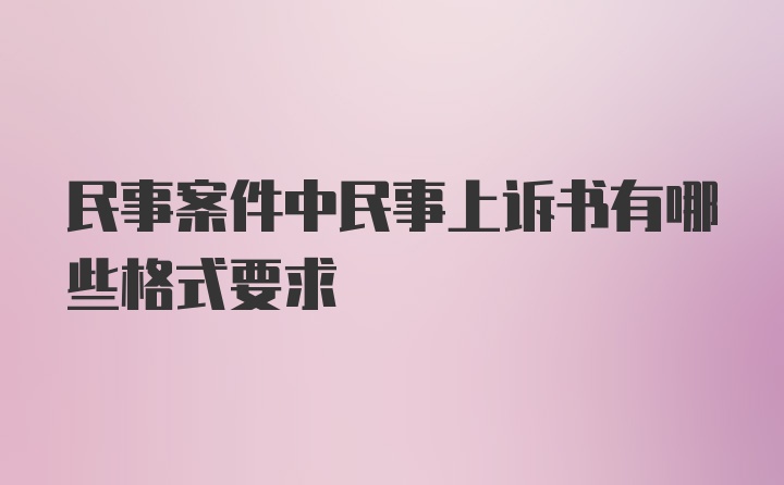 民事案件中民事上诉书有哪些格式要求