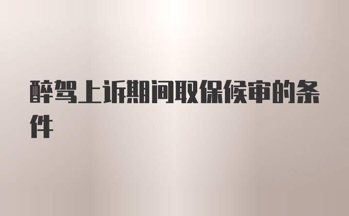 醉驾上诉期间取保候审的条件