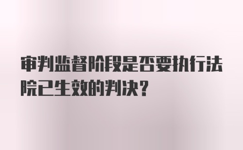 审判监督阶段是否要执行法院已生效的判决？