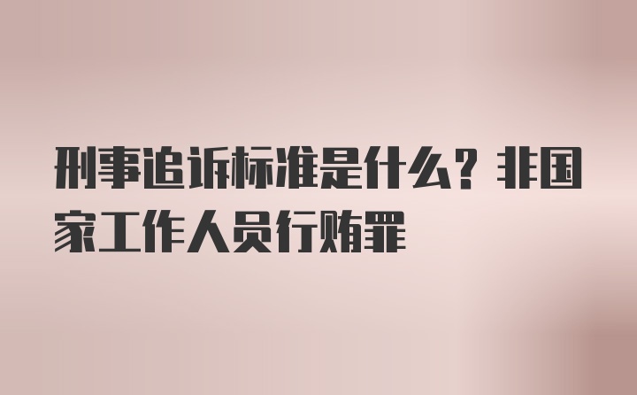 刑事追诉标准是什么？非国家工作人员行贿罪