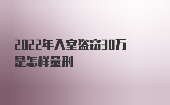 2022年入室盗窃30万是怎样量刑