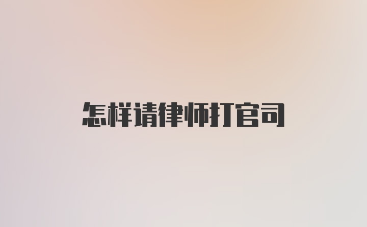 怎样请律师打官司