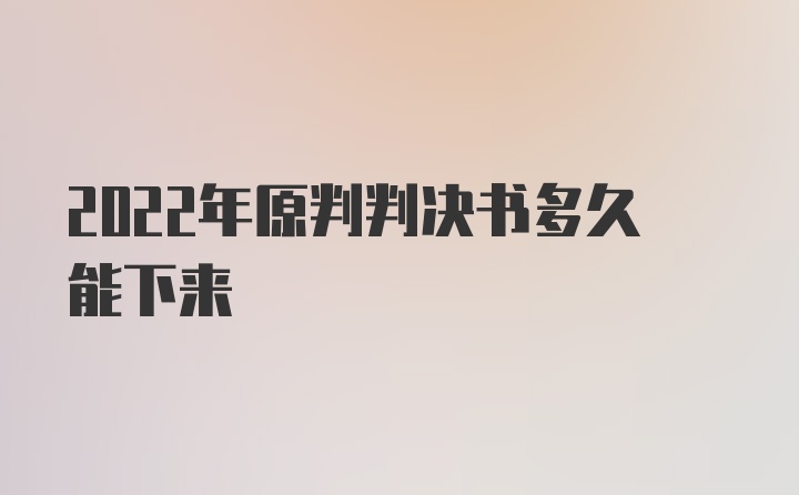 2022年原判判决书多久能下来