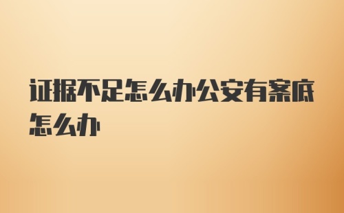 证据不足怎么办公安有案底怎么办