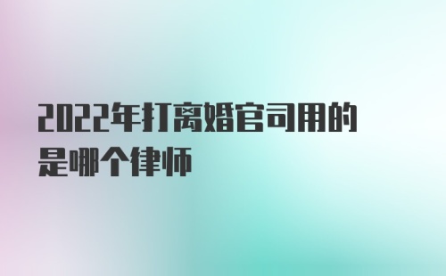 2022年打离婚官司用的是哪个律师