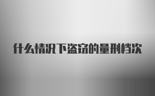 什么情况下盗窃的量刑档次