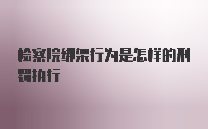 检察院绑架行为是怎样的刑罚执行