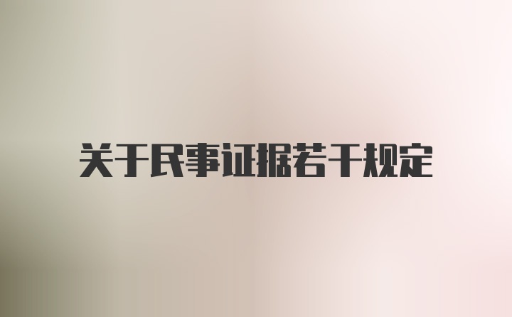 关于民事证据若干规定