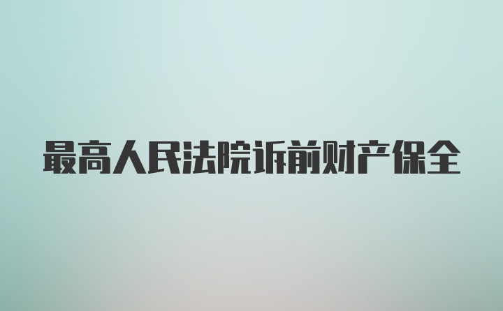 最高人民法院诉前财产保全