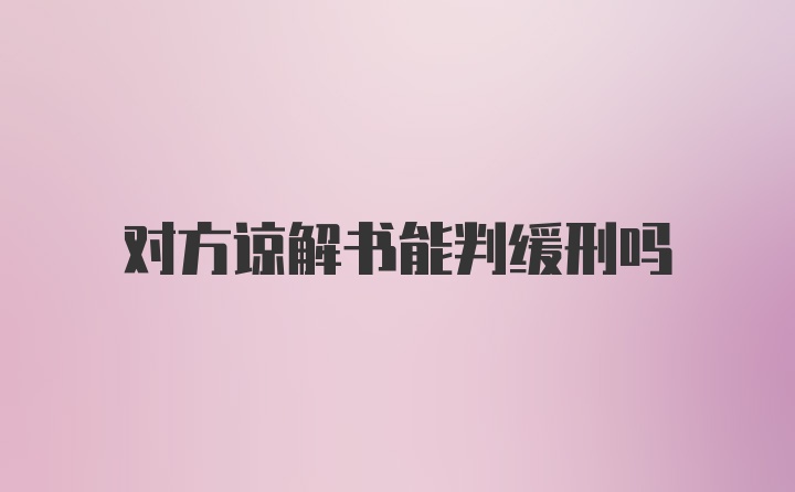 对方谅解书能判缓刑吗