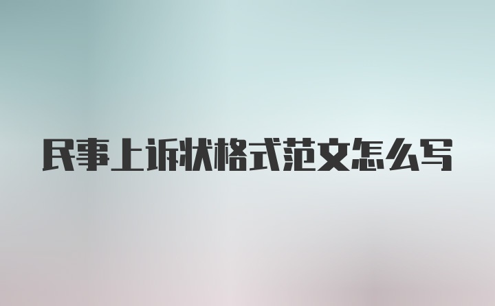 民事上诉状格式范文怎么写