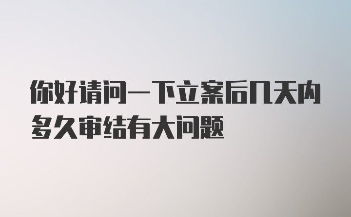 你好请问一下立案后几天内多久审结有大问题