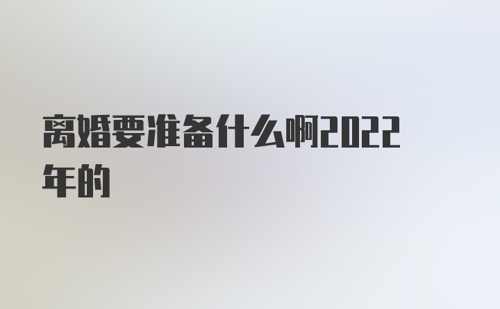 离婚要准备什么啊2022年的