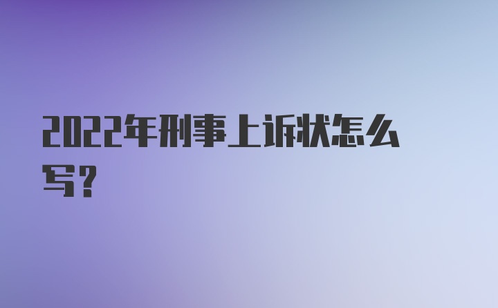 2022年刑事上诉状怎么写？