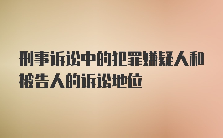 刑事诉讼中的犯罪嫌疑人和被告人的诉讼地位