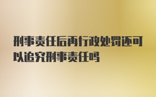 刑事责任后再行政处罚还可以追究刑事责任吗